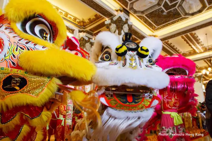 Lion Dances at the Peninsula Hong Kong