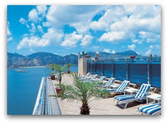 Fantastic harbour views from the outdoor swimming pool at Harbour View Kowloon