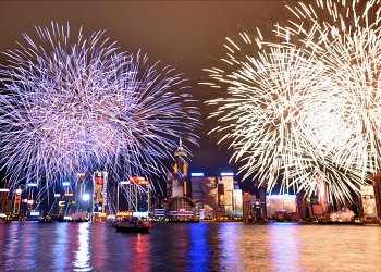 Fireworks over Victoria Harbour