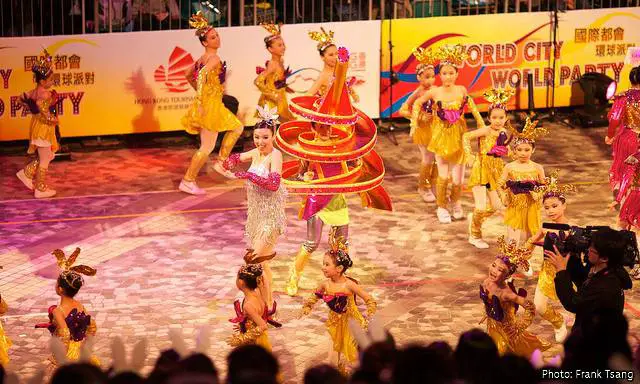 Hong Kong Chinese New Year Parade: Dancers and performers parade amongst the floats 