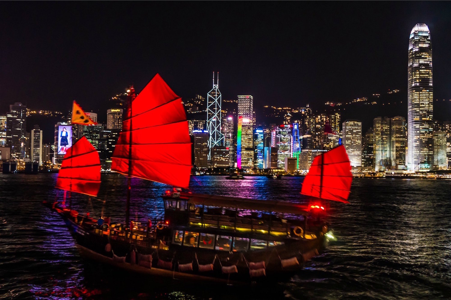 Hong Kong Victoria Harbour At Night