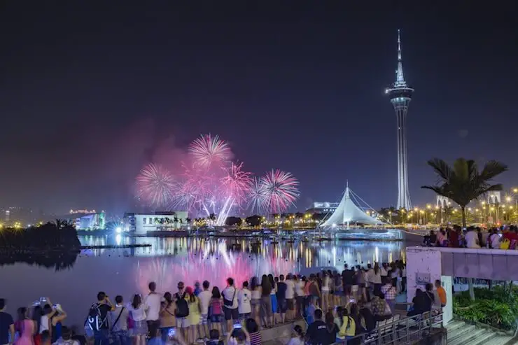 Macau International Fireworks Contest views from Nam Van Lake