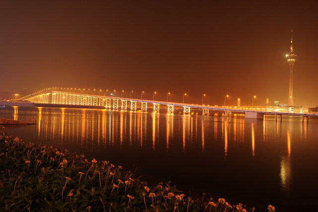 Macau Taipa Bridge at Night